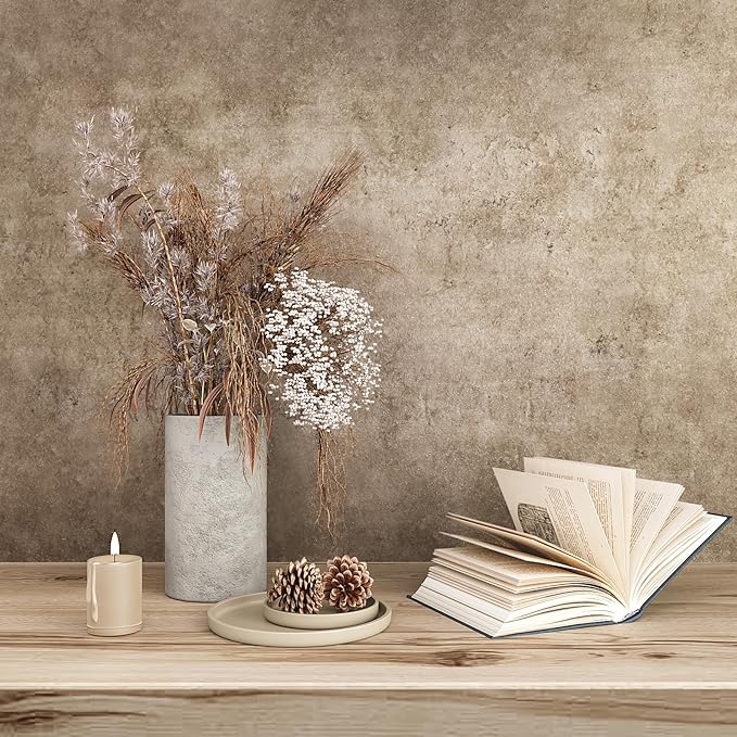 VEELIKE Grunge Metallic Wallpaper Brown Concrete Wallpaper Peel and Stick Removable Industrial Wall Paper for Bedroom 32''x354'' Self Adhesive Waterproof Concrete Contact Paper for Countertops Walls