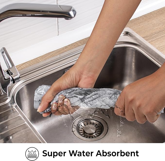 Urban Villa Christmas Kitchen Towels Grey Snowflake Print Premium Quality 100% Cotton Dish Towels Mitered Corners Over Sized 20X30 Inches Set of 6 Highly Absorbent Kitchen Towels with Hanging Loop