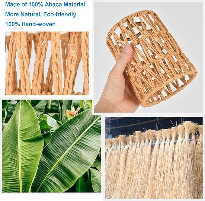 MELUCEE 3 Pack Rattan Lamp Shade Small Boho Shades Replacement 6.0" Height Light Covers, Cylinder Woven Lampshade for Pendant Light Floor Lamps Chandelier Wall Sconces Light Fixture