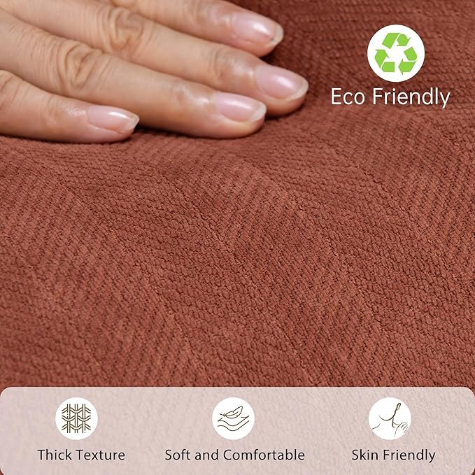 ZWJD Rust Throw Pillow Covers 20x20 Set of 2 Chenille Fall Pillow Covers with Elegant Design Soft and Luxurious Decorative Throw Pillows for Couch, Bed, and Home Decor