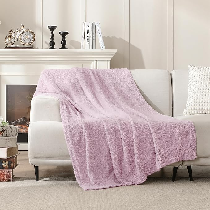 JOOJA Throw Blanket for Couch Super Soft Blankets for Bed Comfy Cozy Blanket Knit Fuzzy Plush Fleece Blanket Gift for Women Lightweight Blanket for Living Room Sofa 50 x 60 Inches Lilac