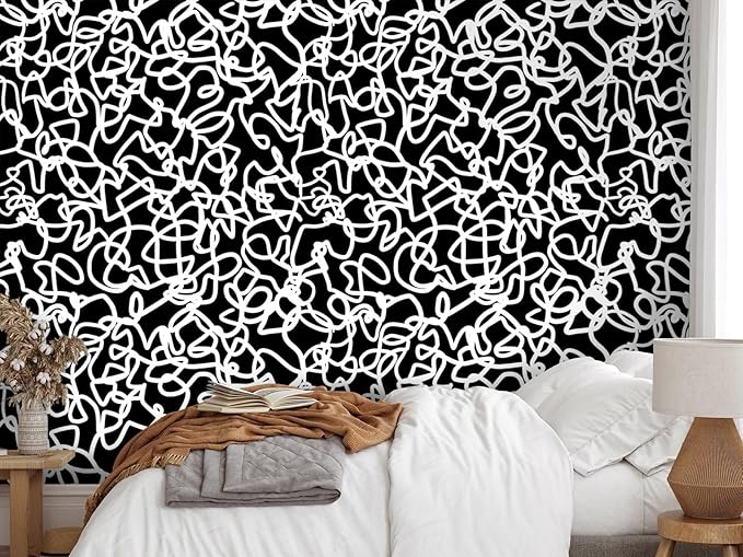 Ismoon 17.3"x590" Peel and Stick Wallpaper Black and White Contact Paper Black Modern Striped Removable Self-Adhesive Wall Paper Renter Friendly Wallpaper for Bathroom Bedroom Cabinets Decor Vinyl