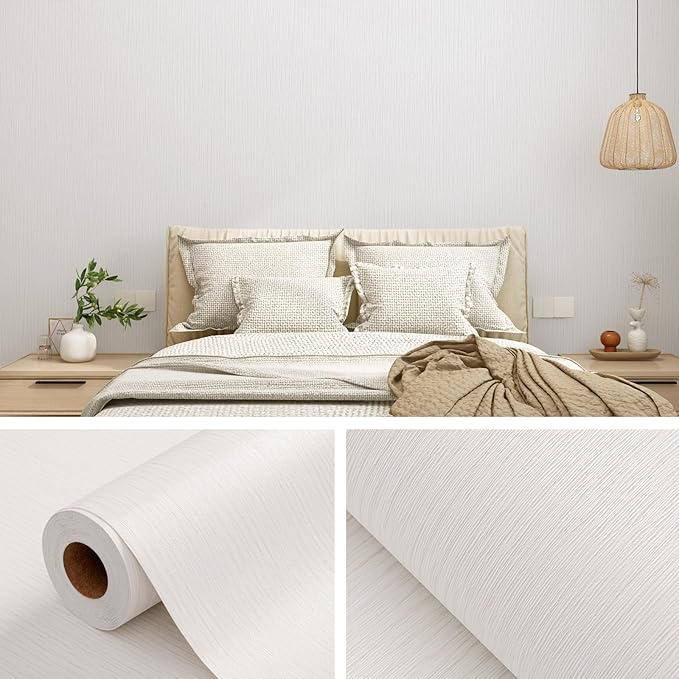 Grasscloth Peel and Stick Wallpaper 20.8"x394" Light Gray Thick Fabric Textured Linen Classic Faux Grassweave Neutral Removable Wallpaper Vinyl Film Roll for Home Use