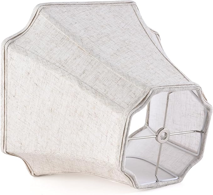 Oatmeal Linen Square Cut Corner Bell Lamp Shade Medium Lampshade 6.25×6.25''Top13×13''Bottom×11''Hight(Spider) Rustic Lamp Shade for Table & Floor Lamp - Lampshade Replacement