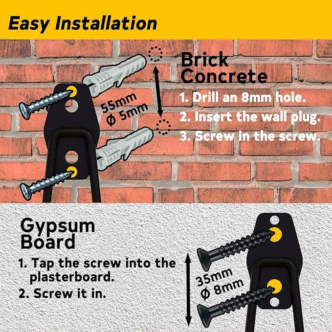 10-Pack Steel Garage Storage Utility Double Hooks, Heavy Duty for Organizing Power Tools, Ladders, Bulk Items, Bikes, Ropes Helmet Skateboard Basketball (Orange)