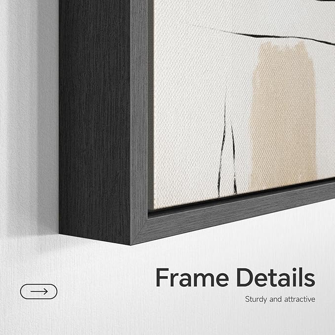 Framed Black and White Abstract Wall Art for Living Room, 3 Piece Large Canvas Modern Picture Artworks, Minimalist Black Gold Painting Prints for Dining Room Hallway Home Office Wall Decor, 24x36 Inch