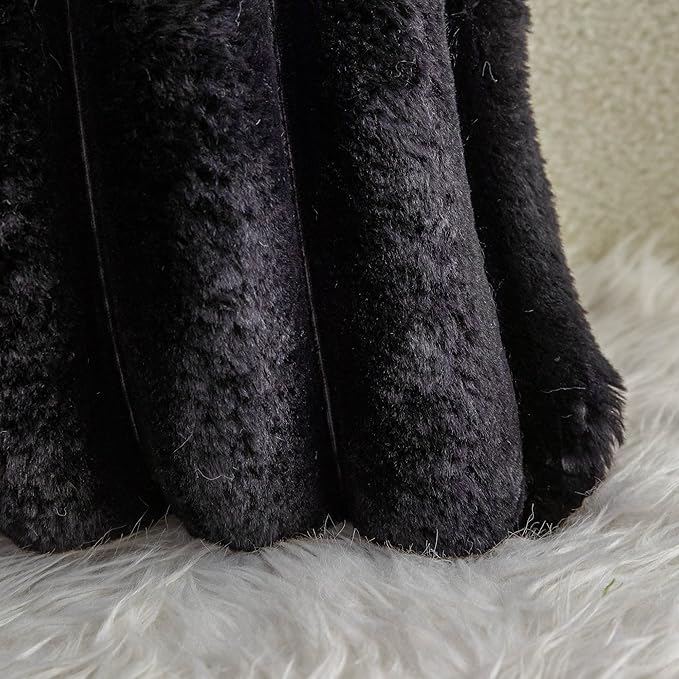 Neelvin Black Faux Fur Cozy Soft Striped Decorative Throw Pillow Covers 20x20 inch Set of 2,Velvet Pillowcase Cushion Case for Sofa Couch