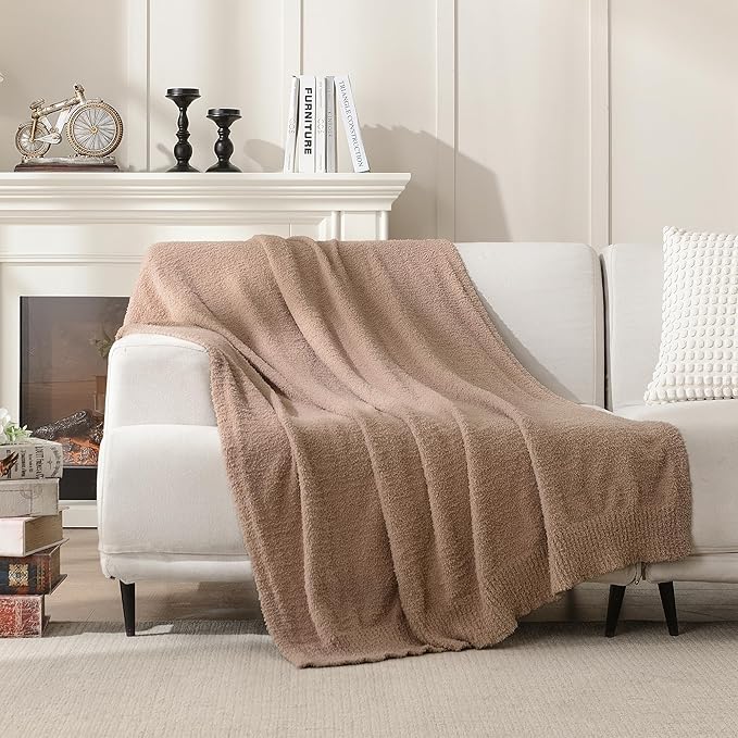 Knit Throw Blanket Super Soft Warm Blanket for Couch Lightweight Fluffy Blanket for Bed Sofa 50x60 Inches Dusty Rose