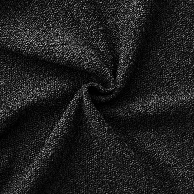 ANRODUO Pack of 2 Textured Boucle Throw Pillow Covers Soft Black Euro Decorative Accent Solid Pillow Cases Cozy Modern Couch Cushion Case for Chair Sofa Bedroom Living Room Home Decor, 22 x 22 Inch