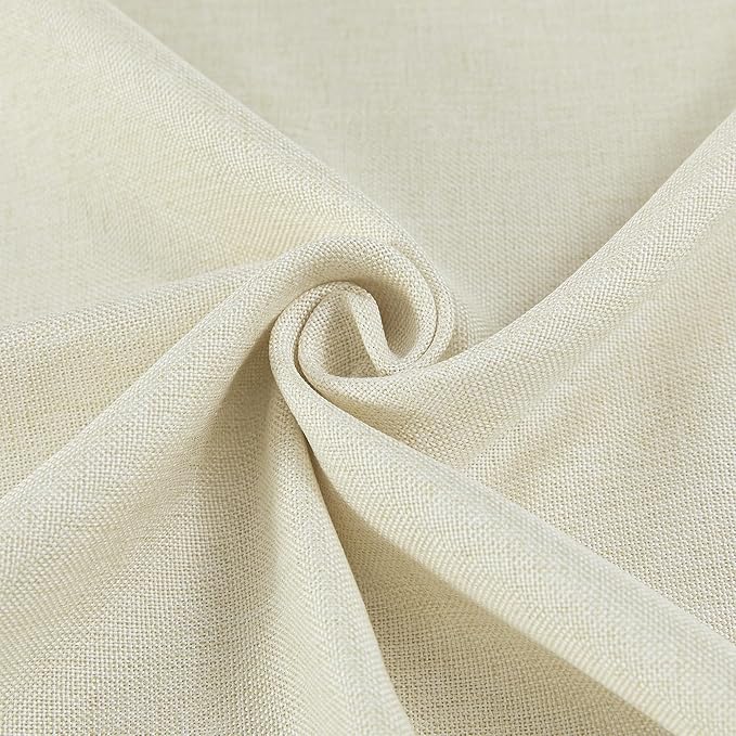 Natural Linen Room Divider Curtains for Bedroom, Rod Pocket & Back Tab Flax Linen Burlap Semi Sheer Window Drapes Privacy with Light Filtering for Patio Door, W70 x L84, Cream, 2 Pieces