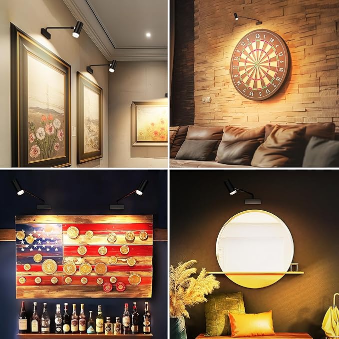 PESUTEN Battery Operated Picture Light, Adjustable Length Wireless Art Light for Paintings CCT Dimmable Rechargeable Picture Light with Remote Control for Gallery Reading Dartboard Bathroom 2PCS