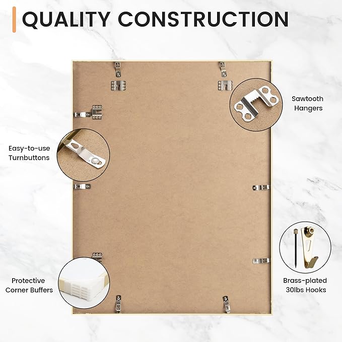 22x28 inch Metal Poster Frame - 22 x 28 Thin Aluminum Picture Frames Matted for 18x24 Photos, Artworks, Prints, Puzzle - High Definition Plexiglass - Vertical and Horizontal Display - Wall Hook Hanging Hardware Included - Gold, Set of 4