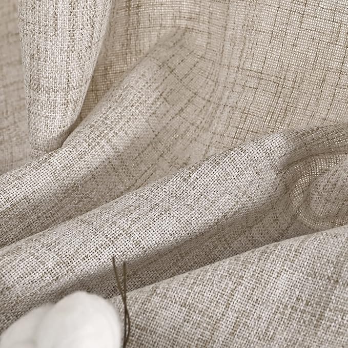 YoungsTex Cafe Linen Curtains 36 Inch Length for Kitchen Window Over Sink - Small Half Window Drapes Semi Sheer Light Filtering with Rod Pocket Back Tab for Bathroom, 2 Panels, 30 X 36 Inch