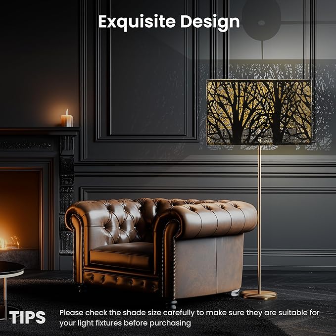 Metal Square Lampshade 8''Top X 14'' Bottom X 9'' Height Lamp Shade Fits For Bedroom Living Room And More Spider Fitter