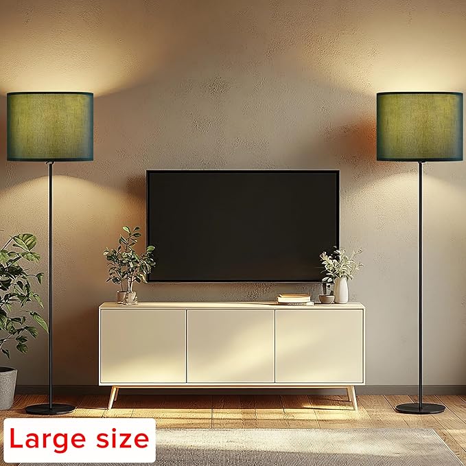 GOSO Dark Green Lamp Shades Set of 2 Large,16×16×12 inches Spider Replacement Lampshade Decoration for Living Room/Bedroom,Simple Assembly,Handcarft for Large Floor Lamps and Table Lamp Tropical