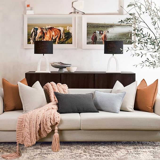 ZWJD Orange Pillow Covers 26x26 Set of 2 Chenille Throw Pillow Covers with Elegant Design Soft and Luxurious Decorative Throw Pillows for Couch, Bed, and Home Decor