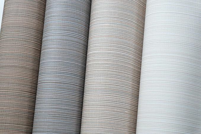 20.8" x 196.8" Thick Peel and Stick Grasscloth Wallpaper, Grey Linen Wallpaper Self-Adhesive Fabric Wall Paper