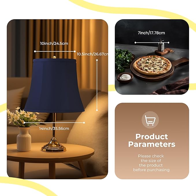 Fabric lamp shades,Lamp shades set of 2, boho lamp shade,linen lamp shade,10" Top x 14" Bottom x 10.5" High(Spider),blue lampshades for floor lamps,living room lamp shades set of 2