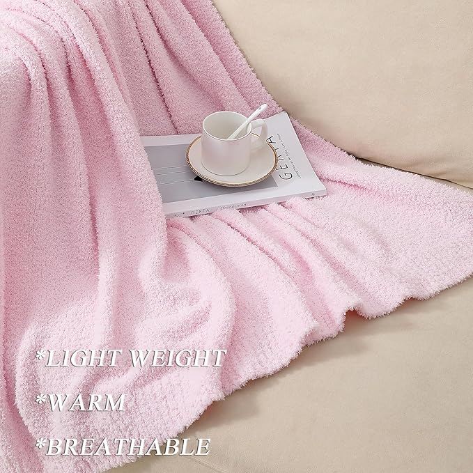 bearberry Super Soft Fluffy Throw Blanket Lightweight Cozy Warm Throw Blankets for Couch Bed Sofa All Season (Pink, 53”x71”)