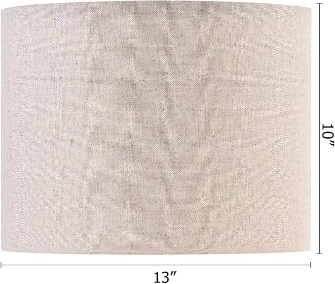 GO&SO Drum Lamp Shades Set of 2 Medium,Oatmeal Linen Lamp Shade 13"Top x 13"Bottom x 10"High(Spider),Replacement Lamp Shades for Floor Lamps,Table Lamp Shade,Hand Crafted Lampshade,Assembly Required