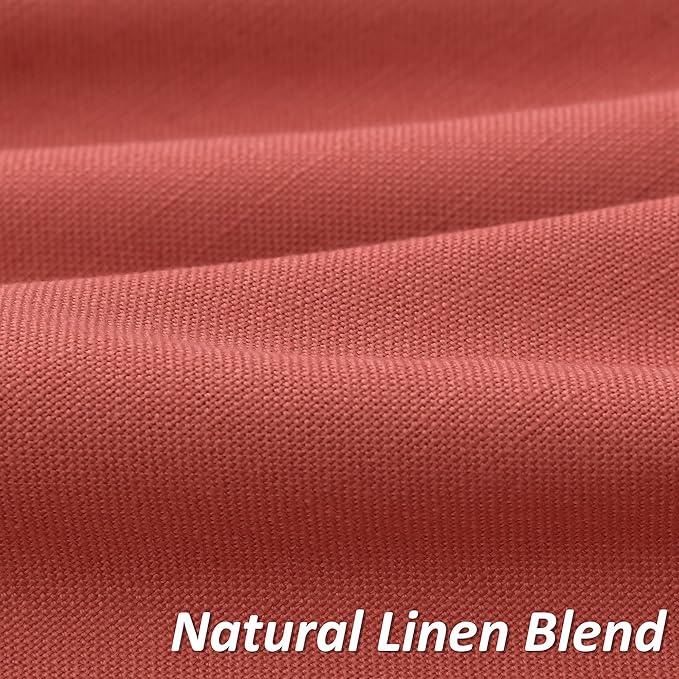 Guken Red Linen Curtains 84 Inch Length for Living Room Bedroom 2 Panels Set Rod Pocket Light Filtering Semi Sheer Window Curtains 52 Inch Width Boho Farmhouse Linen Drapes, W52xL84
