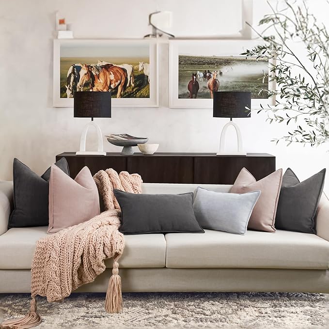 ZWJD Dusty Pink Pillow Covers 20x20 Set of 2 Chenille Throw Pillow Covers with Elegant Design Soft and Luxurious Decorative Throw Pillows for Couch, Bed, and Home Decor