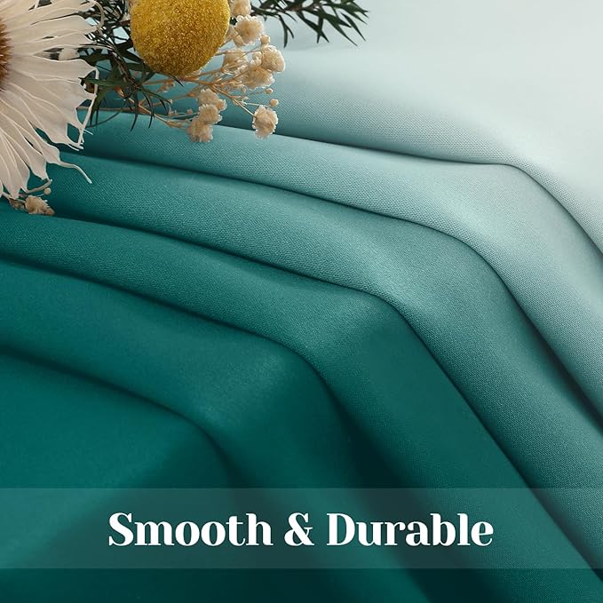 HOMEIDEAS Teal 100% Ombre Blackout Curtains for Bedroom, 52 X 84 Inches Long Room Darkening Gradient Light Blocking Thermal Insulated Grommet Drapes for Living Room, 2 Panels