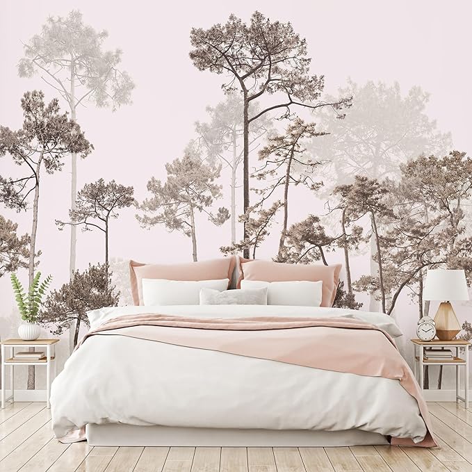 Vintage Forest Wallpaper Nature Woodland Wall Mural Peel and Stick (138" W x 98" H) Self-Adhesive Wallpaper for Bedroom Living Room Canvas Wall Paintings Large Nature Landscapes Murals