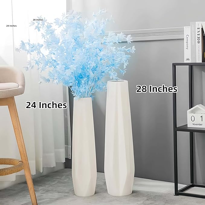 Ceramic Large Floor Vase, GDSZJLJ White 24" Tall Flower Vase Decorative Vases for Living Room Modern Home Decor Office Bedroom Kitchen Wedding House Décor, Gift for Wedding Housewarming
