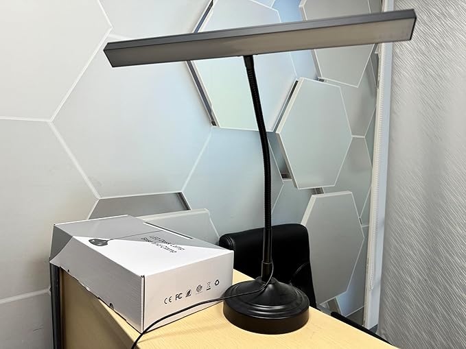 Piano Desk Lamp, 2-in-1 LED Piano Light with Base & Clamp for Upright Digital Grand Piano, 10W Flexible Gooseneck Table Lamp with 3 Color Modes×10 Brightness for Home Office Bedroom, Black