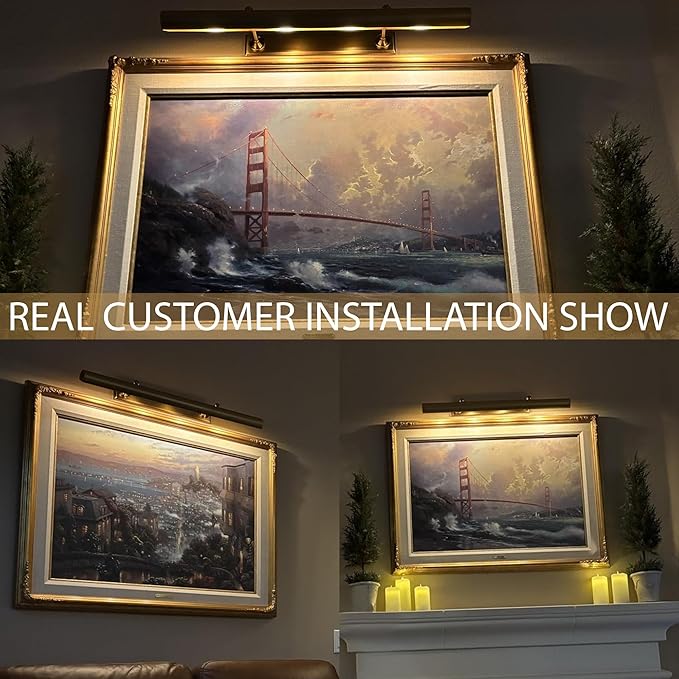 30" Brass Picture Light for Wall, Thickened Copper Gallery Library Painting Art Lights with 4 Bulb, Indoor Hardwired Wall Sconce Light for Poster Frame, Staircase, Hallway, Vanity Bedroom