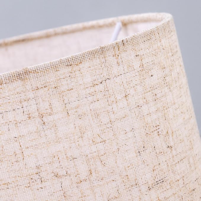 Wellmet Linen 8"x 8"x11" Lampshade, No Assembly Required, Classic Modern Lamp Shade for Table Lamp, Bedside Lamp, Floor Lamp, Fabric Drum Lampshade, Spider Fitter