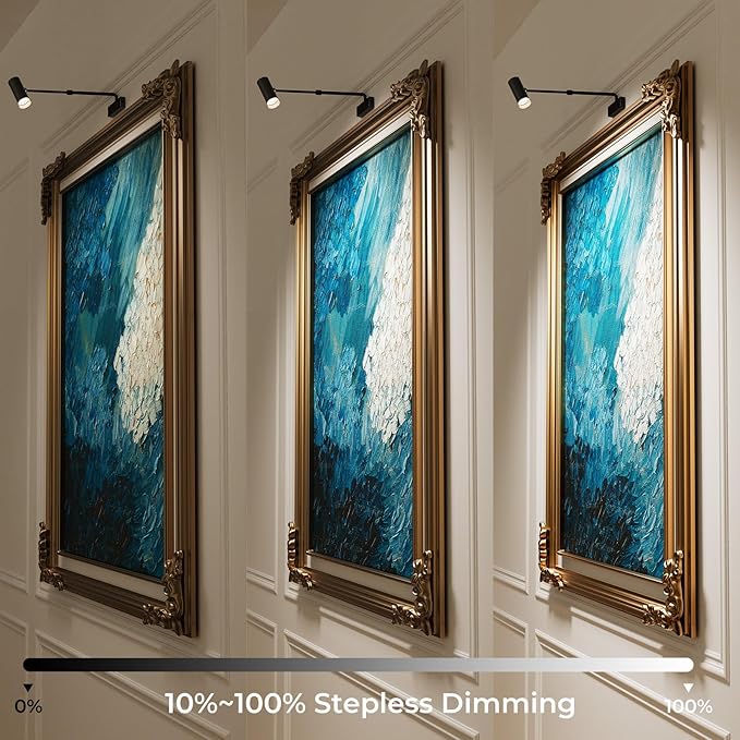 PESUTEN Battery Operated Picture Light, Adjustable Length Wireless Art Light for Paintings CCT Dimmable Rechargeable Picture Light with Remote Control for Gallery Reading Dartboard Bathroom 2PCS