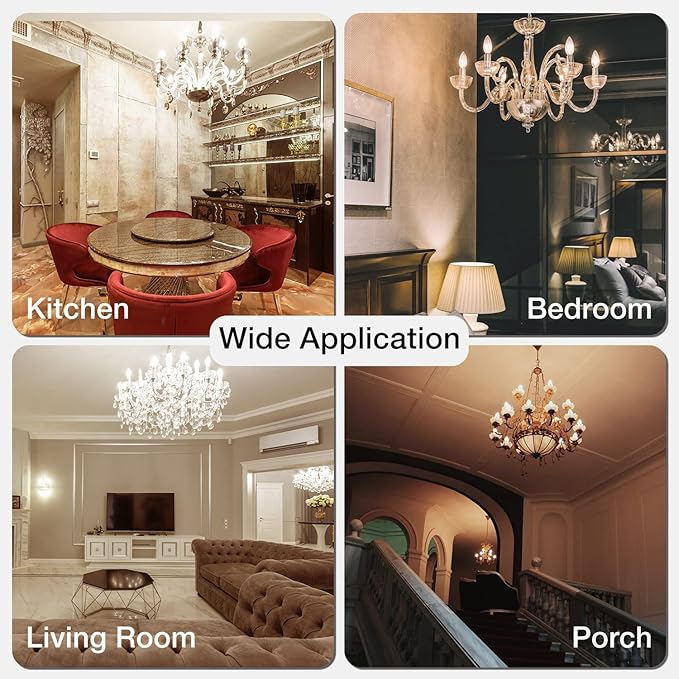 DAYBETTER B11 Chandelier Light Bulbs, Dimmable E12 LED Bulbs 60W Equivalent, Candelabra LED Bulbs, High Brightness 600 LM Warm White 2700K, Filament Candle Light Bulbs, Clear Glass, 24 Pack