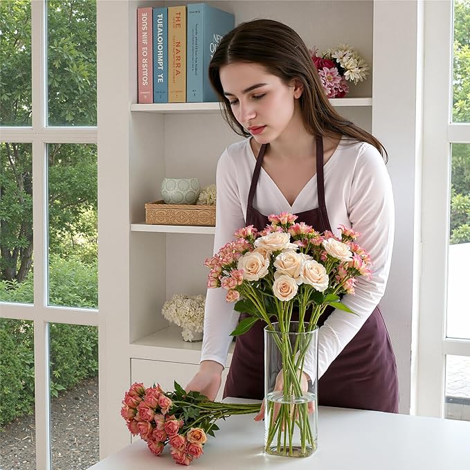 3 PCS Modern Square Glass Cylinder Vases Set (6/8/10 Inch) – Elegant Bud Vases, Floating Candle Holders & Wedding Centerpiece Displays for Home Decor, Holidays, Housewarming Gifts