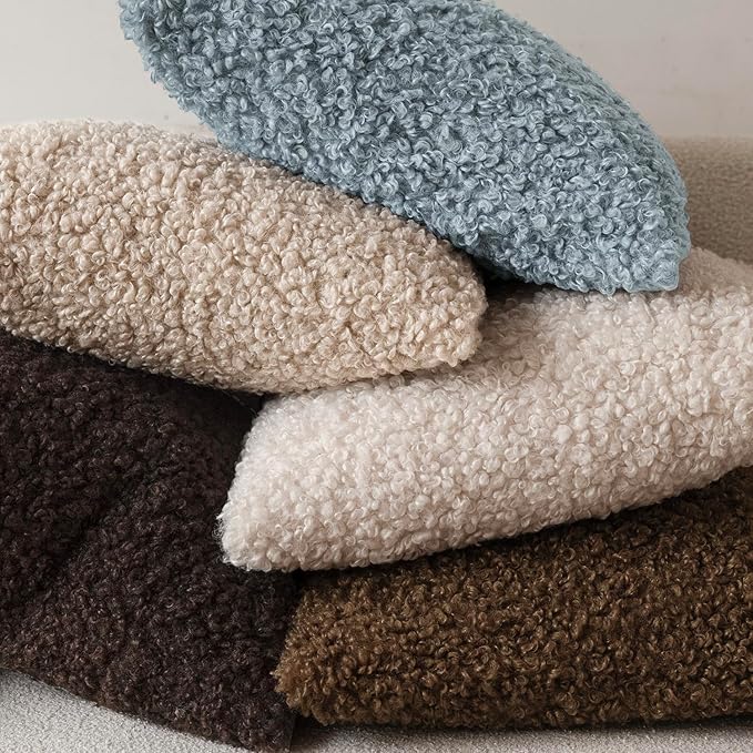 Foindtower 2 Pieces 20x20 Inch Misty Blue,Faux Fur Throw Pillow Cover Accent Sherpa Furry Pillow Covers Fuzzy Soft Pillowcases Cozy Sheepskin Decorative Fleece Cushion Case for Bed Couch Living Room