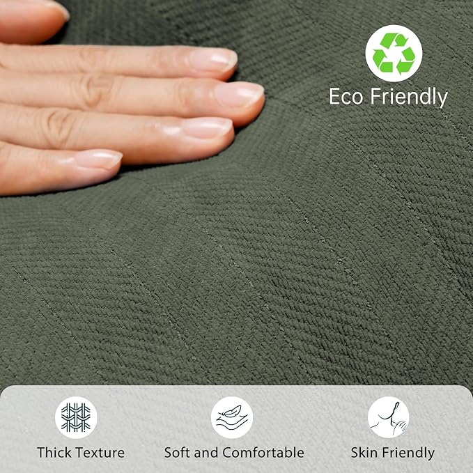 ZWJD Army Green 12x20 Pillow Covers Set of 2 Chenille Throw Pillow Covers with Elegant Design Soft and Luxurious Decorative Throw Pillows for Couch, Bed, and Home Decor