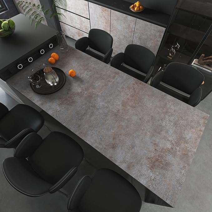 48"×197" Extra Wide Thick Brown Grey Concrete Wallpaper Peel and Stick Waterproof Brown Gray Concrete Contact Paper Vinyl Matte Adhesive Cement Tile Sticker for Gym Bedroom Bathroom Wall