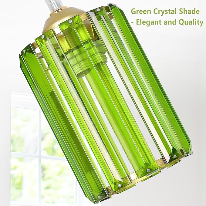 Gold Floor Lamp for Living Room with Green Crystal Shades, 3 Lights Modern Boho Tree Standing Lamp Dimmable, Dimmer Switch, 65IN Vintage Brass Tall Floor Lamps for Bedroom Office Reading Corner