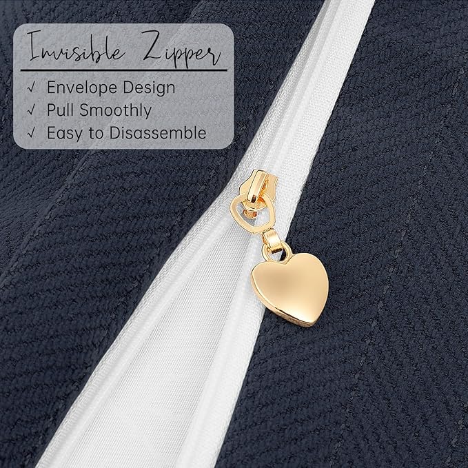 ZWJD Navy Pillow Covers 20x20 Set of 2 Chenille Throw Pillow Covers with Elegant Design Soft and Luxurious Decorative Throw Pillows for Couch, Bed, and Home Decor