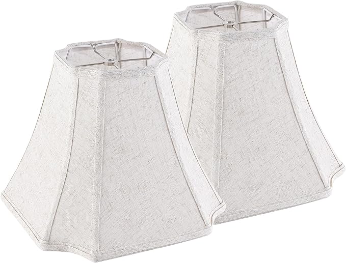 Oatmeal Linen Square Cut Corner Bell Lamp Shade Medium Lampshade 6.25×6.25''Top13×13''Bottom×11''Hight(Spider) Rustic Lamp Shade for Table & Floor Lamp - Lampshade Replacement