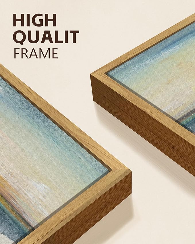 KUVIOKE Abstract Landscape Framed Wall Art Minimalist Neutral Illustrations Modern Art Decorative Nordic Home Decor 11x14in (Natural Framed)