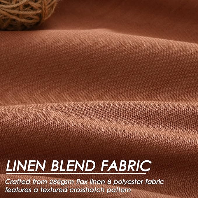 100% Blackout Linen Curtains for Bedroom Thermal Insulated Grommet Complete Blackout Drapes 80 Inch Length 2 Panels Set Heat and Full Light Blocking Living Room Darkening Curtains Terracotta