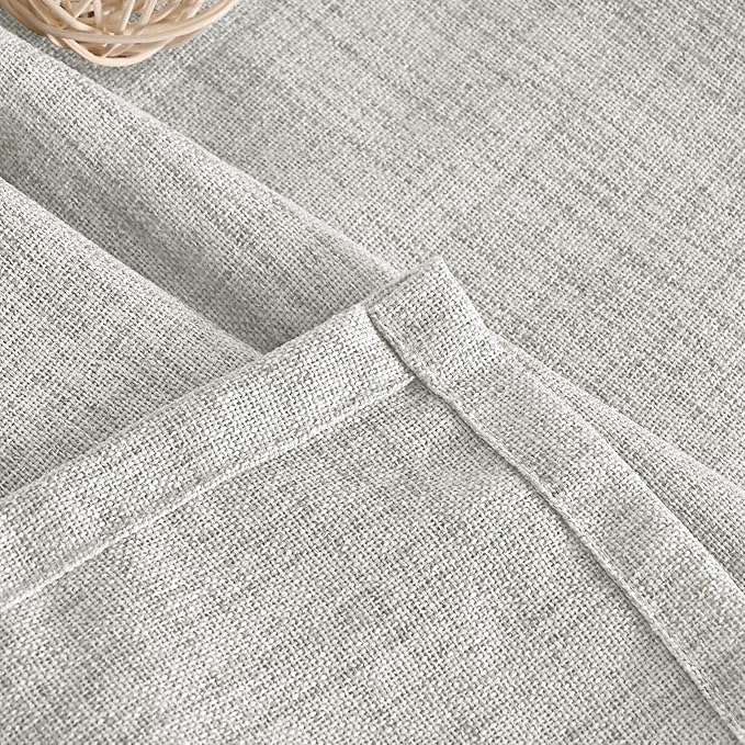 YoungsTex Light Grey Linen Curtains 90 Inch Long for Living Room Rod Pocket Floor Length Window Drapes Light Filtering for Bedroom Dining Privacy, 52 X 90 Inch, 2 Panels