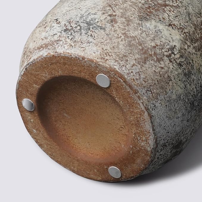 Ceramic Rustic Farmhouse Vase, Terracotta Pottery Flower Vase, Farmhouse Decor for Shelf, Table, Living Room, Bedroom Decor, 9 Inch