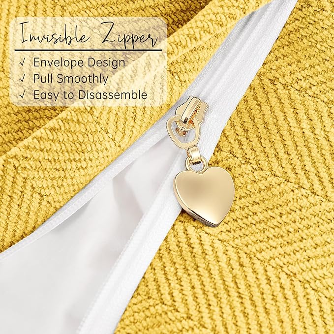 ZWJD Yellow Pillow Covers 22x22 Set of 2 Chenille Throw Pillow Covers with Elegant Design Soft and Luxurious Decorative Throw Pillows for Couch, Bed, and Home Decor