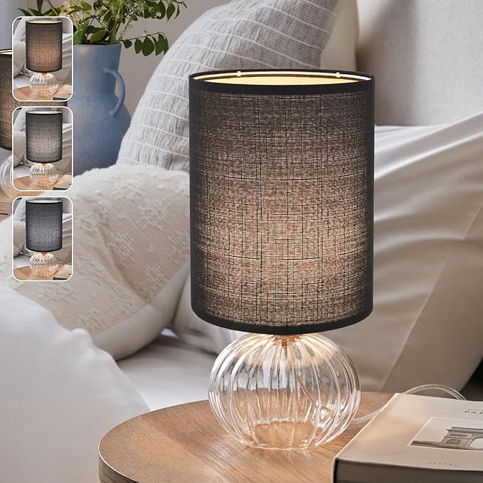 Black Linen Tall Drum Lampshade, 10" Top x 10" Bottom x 13" High Lamp Shade, Lamp Shade Replacement for Table and Floor Lamps, Pendant Light, Handcrafted Lampshade, Easy Assembly