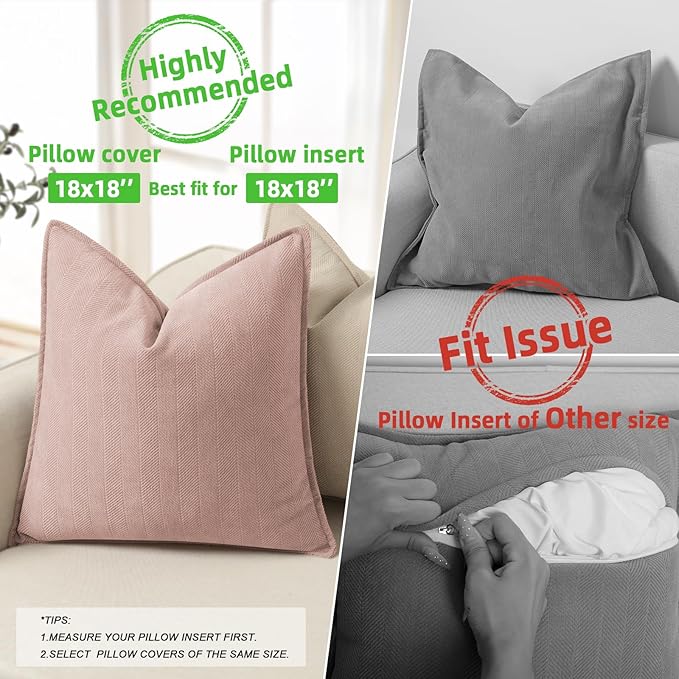 ZWJD Dusty Pink Pillow Covers 18x18 Set of 2 Chenille Throw Pillow Covers with Elegant Design Soft and Luxurious Decorative Throw Pillows for Couch, Bed, and Home Decor