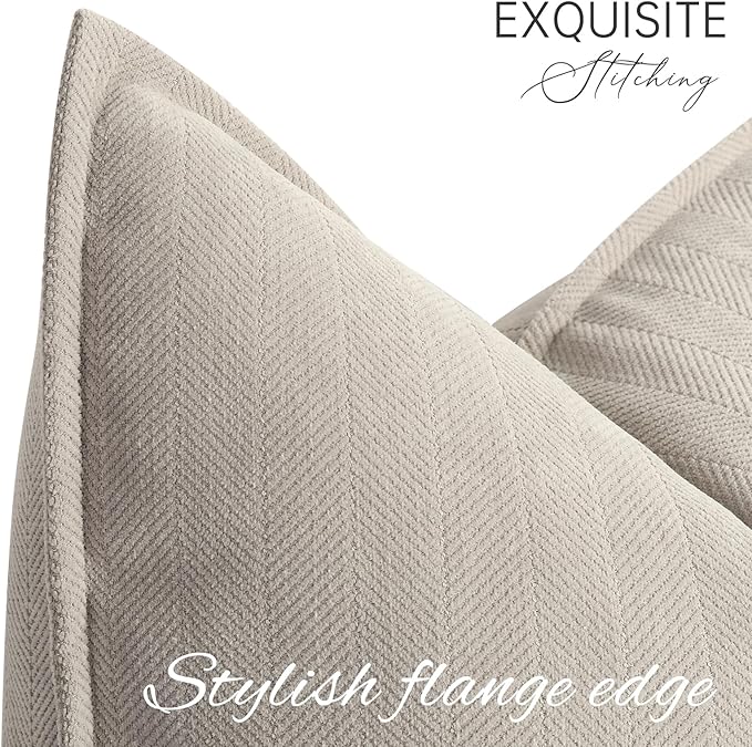 ZWJD Gray Pillow Covers 26x26 Set of 2 Chenille Pillow Covers with Elegant Design Soft and Luxurious Decorative Throw Pillows for Couch, Bed, and Home Decor