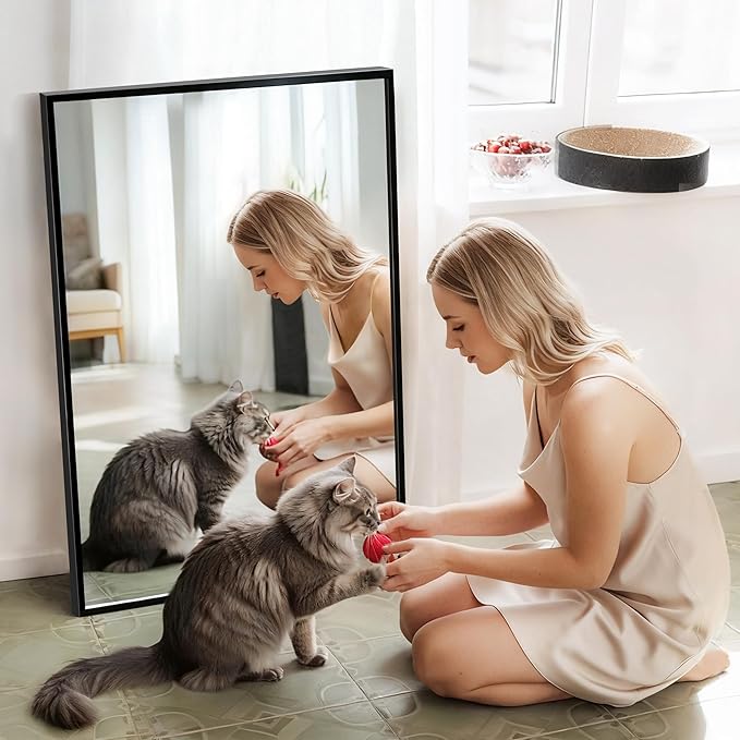 Black Bathroom Mirror 24x36 Inch Rectangular Wall Mirrors Modern Farmhouse Mirror Mounted Rectangle Hanging Mirror Frosted Metal Frame for Bathroom Bedroom Entryway Living/Dressing Room